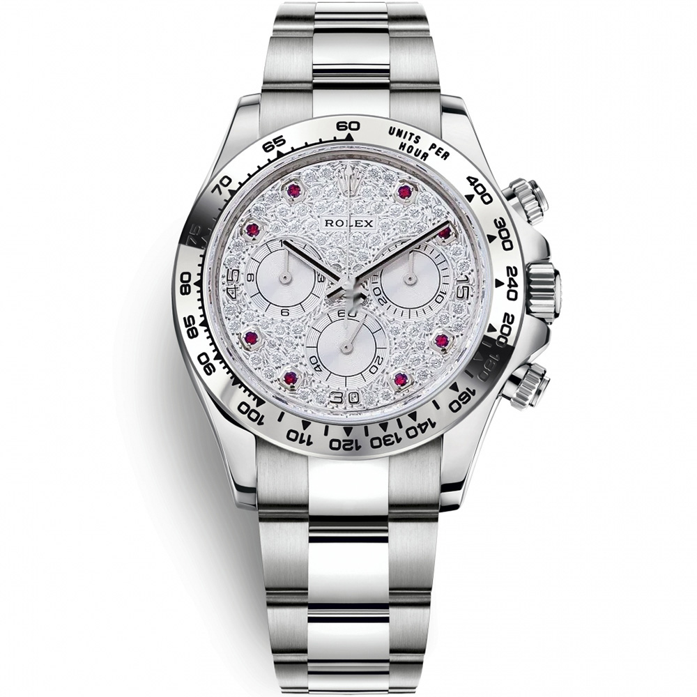 Cosmograph Daytona: 18K White gold - m116509 Pave RB Rolex Cosmograph Daytona 116509 Pave RB
