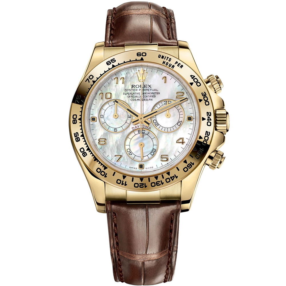 Cosmograph Daytona: 18K Yellow gold & Leather strap - m116518 MABR Rolex Cosmograph Daytona 116518 MABR