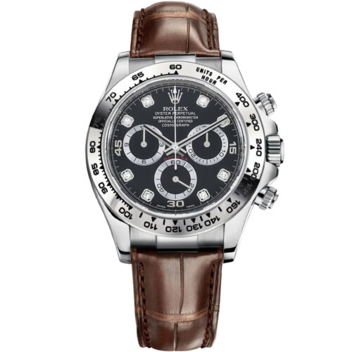 Cosmograph Daytona: Vàng trắng 18K Dây da 116519-0195