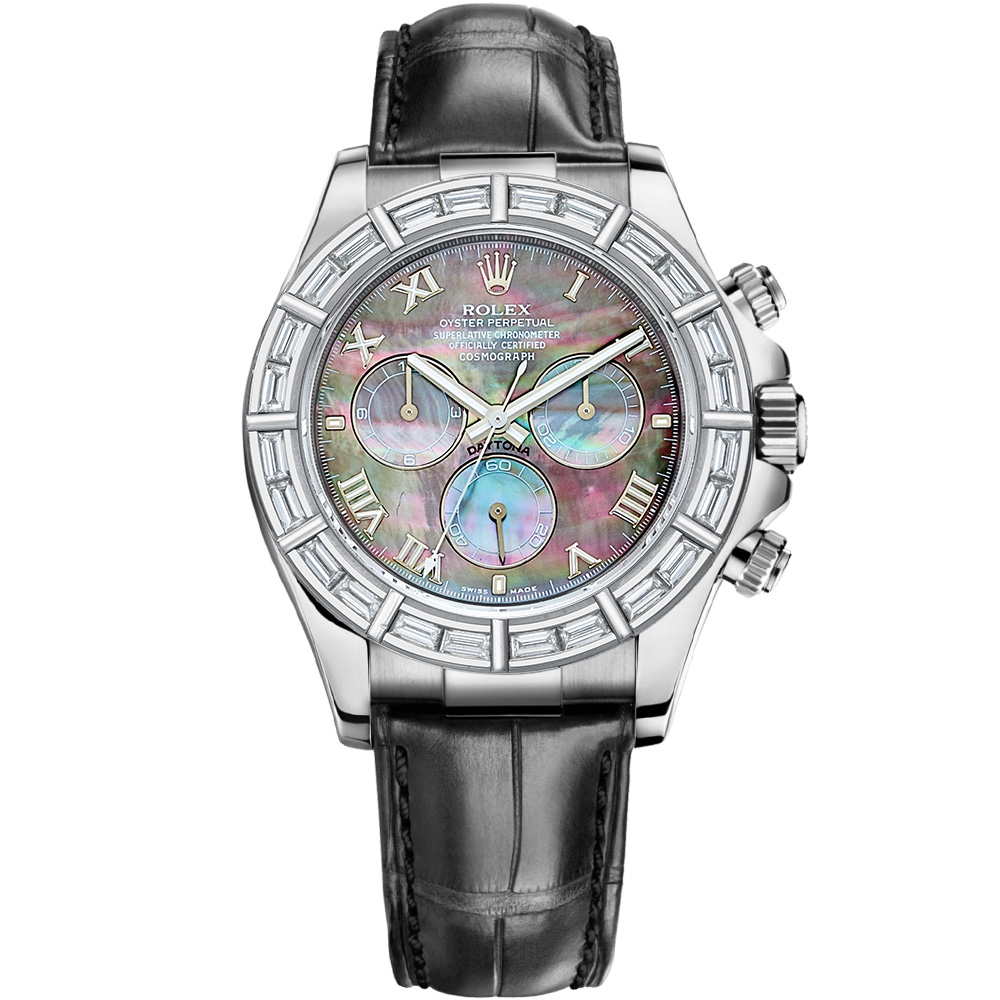 Cosmograph Daytona: 18K White gold & Leather strap - m116589BR MOPR Rolex Cosmograph Daytona 116589BR MOPR