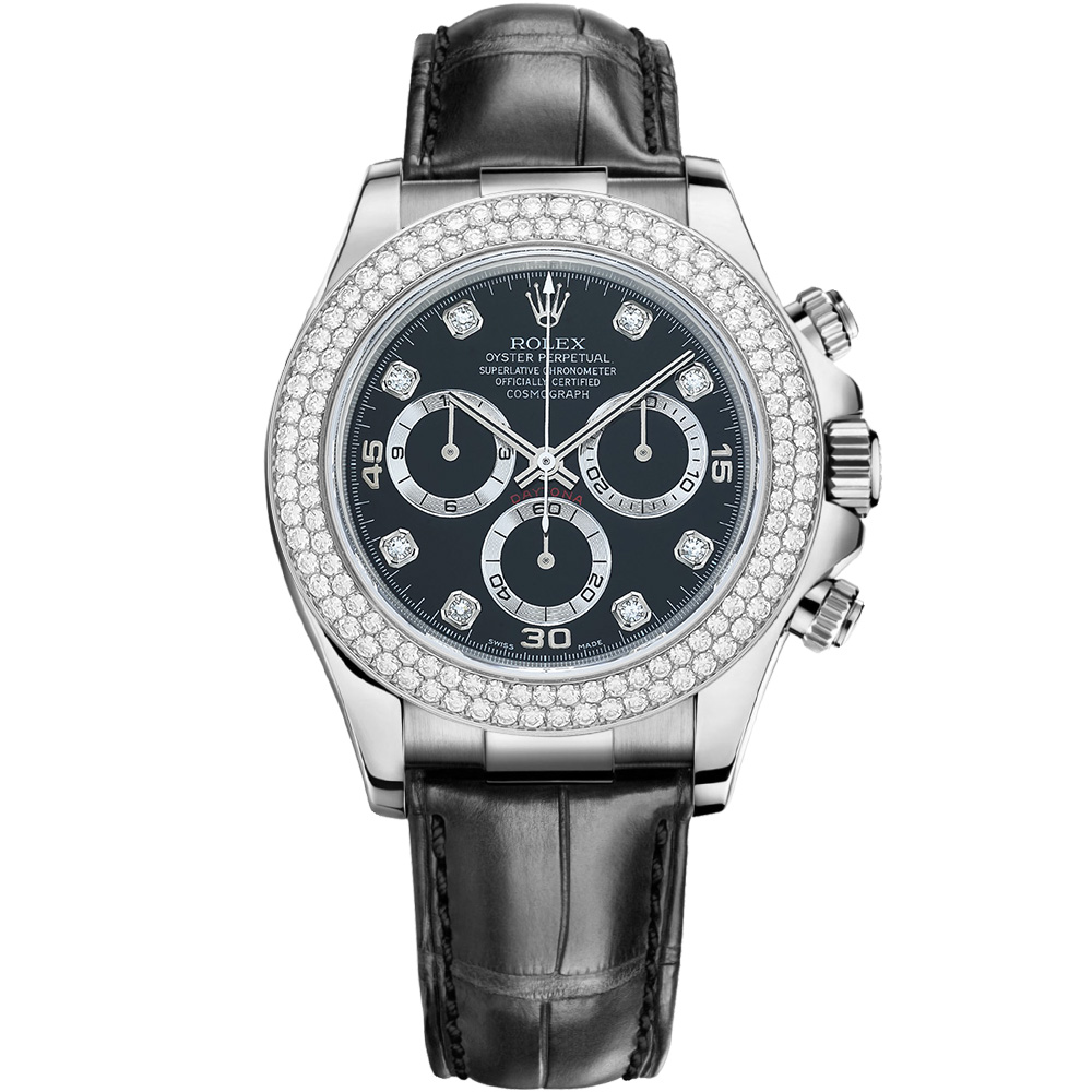 Cosmograph Daytona: 18K White gold & Leather strap - m116589RBR BKD Rolex Cosmograph Daytona 116589RBR BKD
