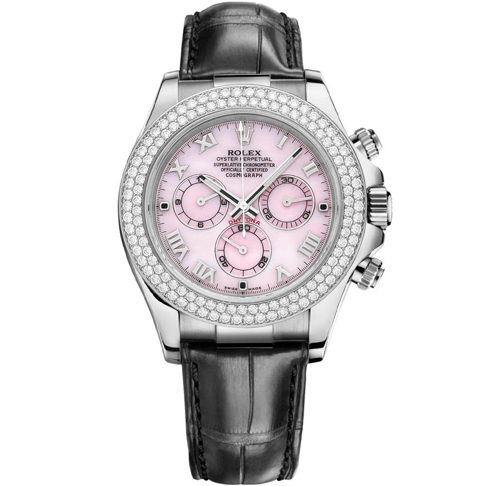 Cosmograph Daytona: 18K White gold & Leather strap - m116589RBR MOPPR Rolex Cosmograph Daytona 116589RBR MOPPR