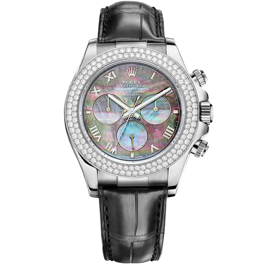 Cosmograph Daytona: 18K White gold & Leather strap - m116589RBR MOPR Rolex Cosmograph Daytona 116589RBR MOPR