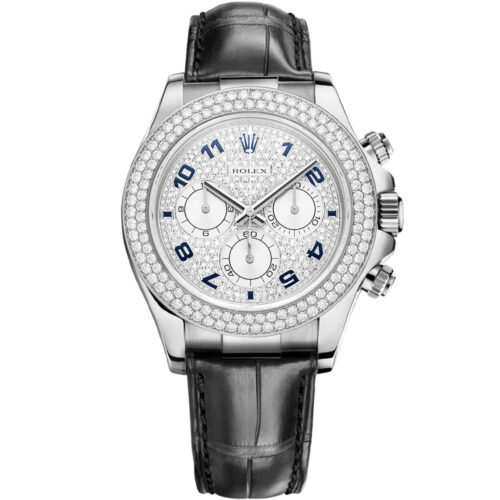 Cosmograph Daytona: Vàng trắng 18K Dây da 116589RBR PAVEA