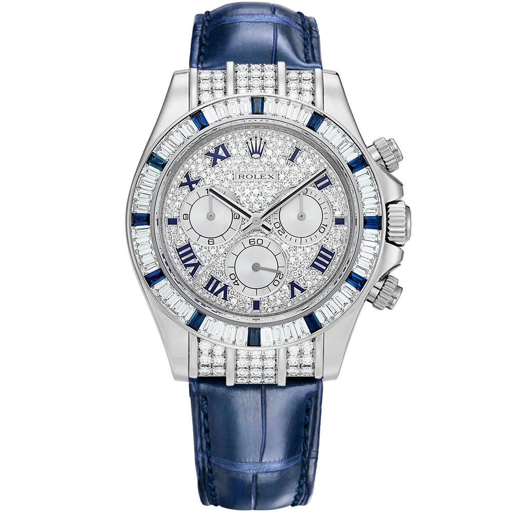 Cosmograph Daytona: 18K White gold & Leather strap - m116599-12SA PVR Rolex Cosmograph Daytona 116599 12SA