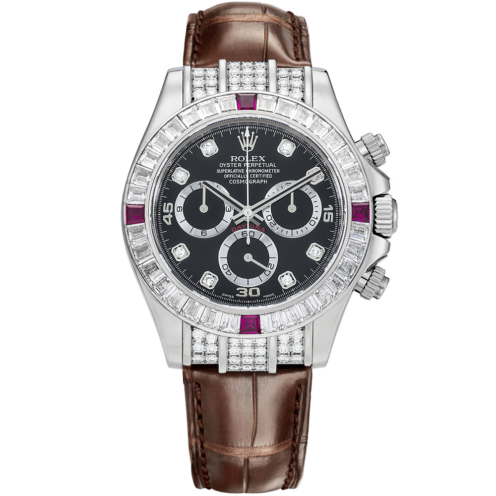 Cosmograph Daytona: 18K White gold & Leather strap - m116599-4RU BKD Rolex Cosmograph Daytona 116599 4RU BKD
