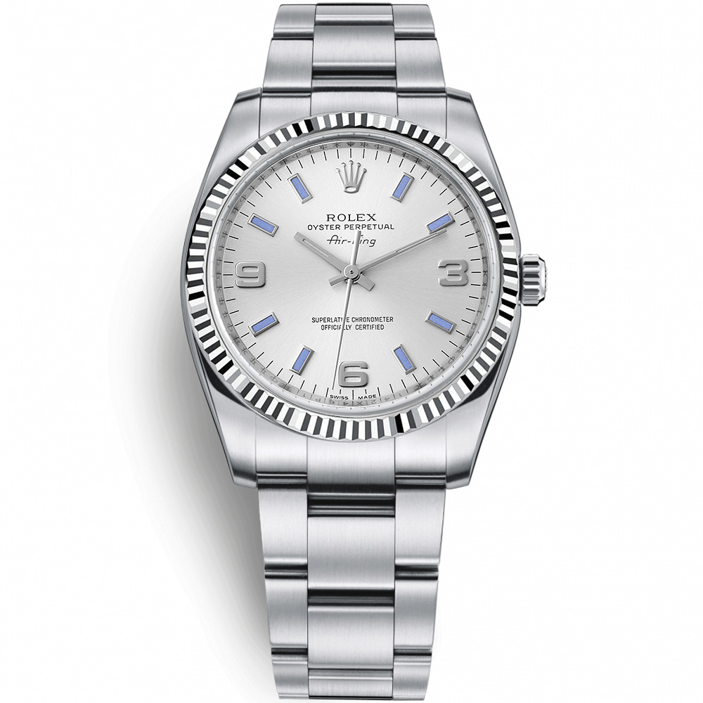 Oyster Perpetual Air-King 34: Stainless steel & 18K White gold - m114234 SABLSO Rolex Air King 114234 SABLSO