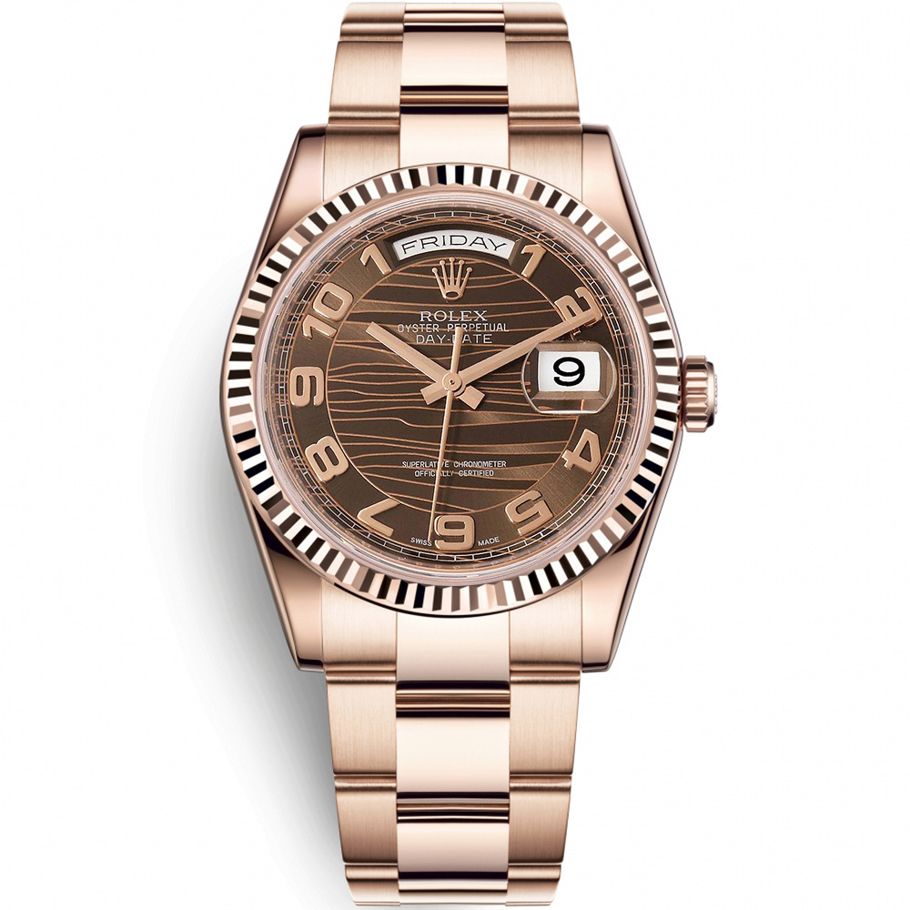 Day-Date 36: 18K Everose gold - m118235 BRWO Rolex Day Date 36 118235 Brwo