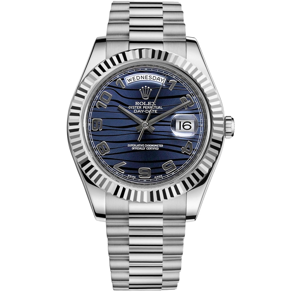 Day-Date II: 18K White gold - m218239 BLWAP Rolex Day Date II 218239 Blwap