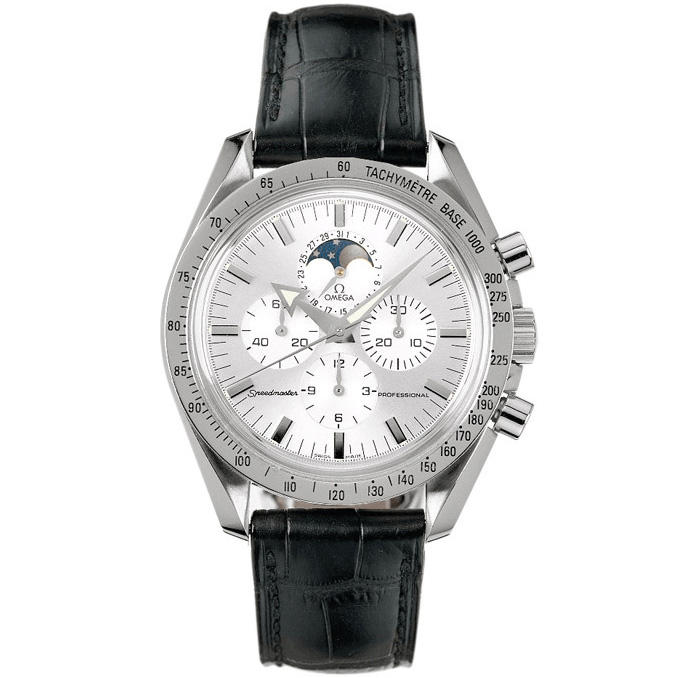 Speedmaster Broad Arrow 38.8 mm: Stainless steel & Leather strap - 3875.30.31 Omega Speedmaster Broad Arrow 3875.30.31