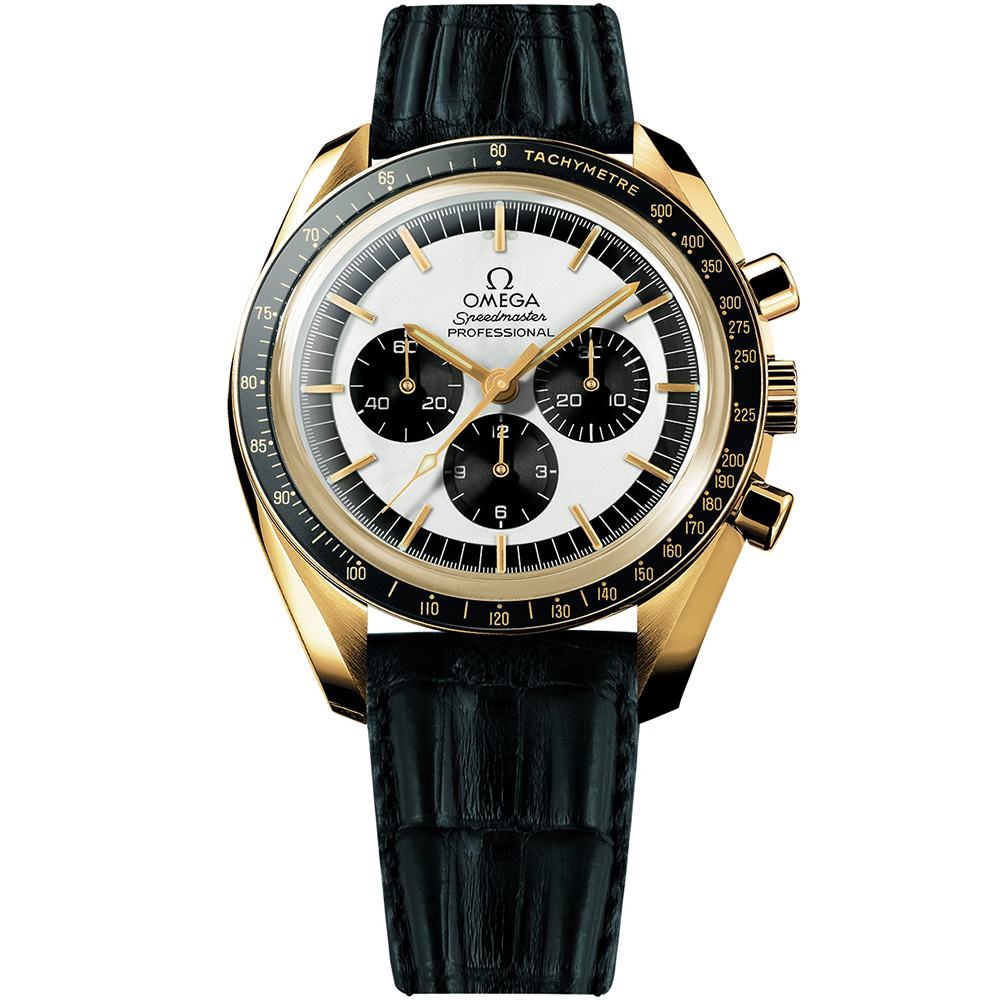 Speedmaster Moonwatch Professional 42 mm: 18K Yellow gold & Leather strap - 3690.30.01 Omega Speedmaster Moonwatch Professional 3690.30.01