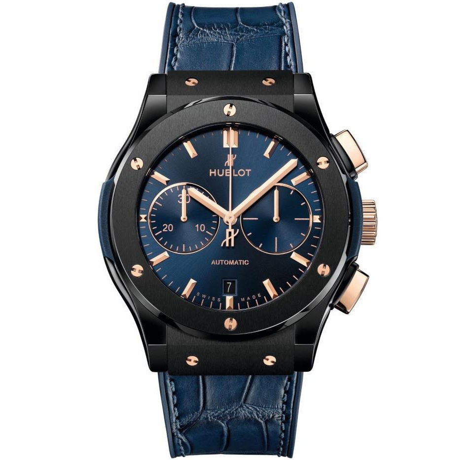 Classic Fusion Chronograph Golden Touch 45 mm: Ceramic & Rubber Leather - 521.CO.7180.LR.HBI21 Hublot Classic Fusion 521 CO 7180 LR HBI21