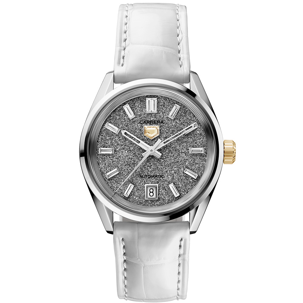 Carrera Date Plasma Diamant d’Avant-Garde 36 mm: 18K White gold & Leather strap - WBN2344.FC8335 TAG Heuer Carrera WBN2344.FC8335