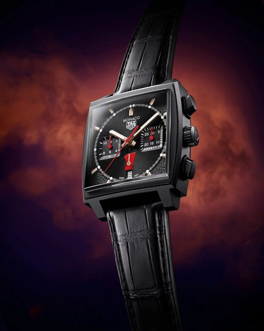Monaco Chronograph 39 mm: Black DLC Titanium & Leather strap - CBL2180.FC6497-MV TAG Heuer Monaco CBL2180.FC6497 MV