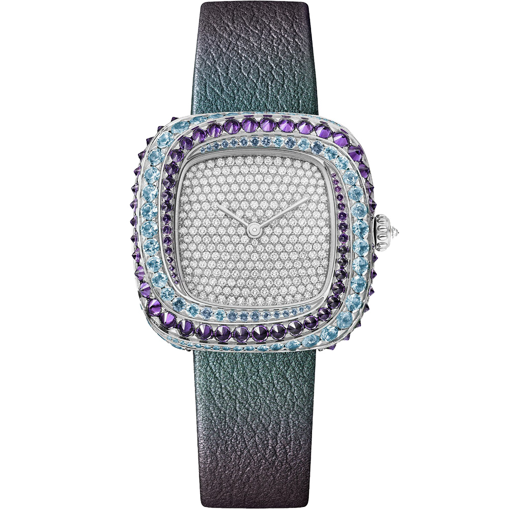 Coussin de Cartier 30.4 x 31.1 mm: Rhodium-coated 18K White gold & Leather strap - WJCS0013 Cartier Coussin De Cartier Wjcs0013
