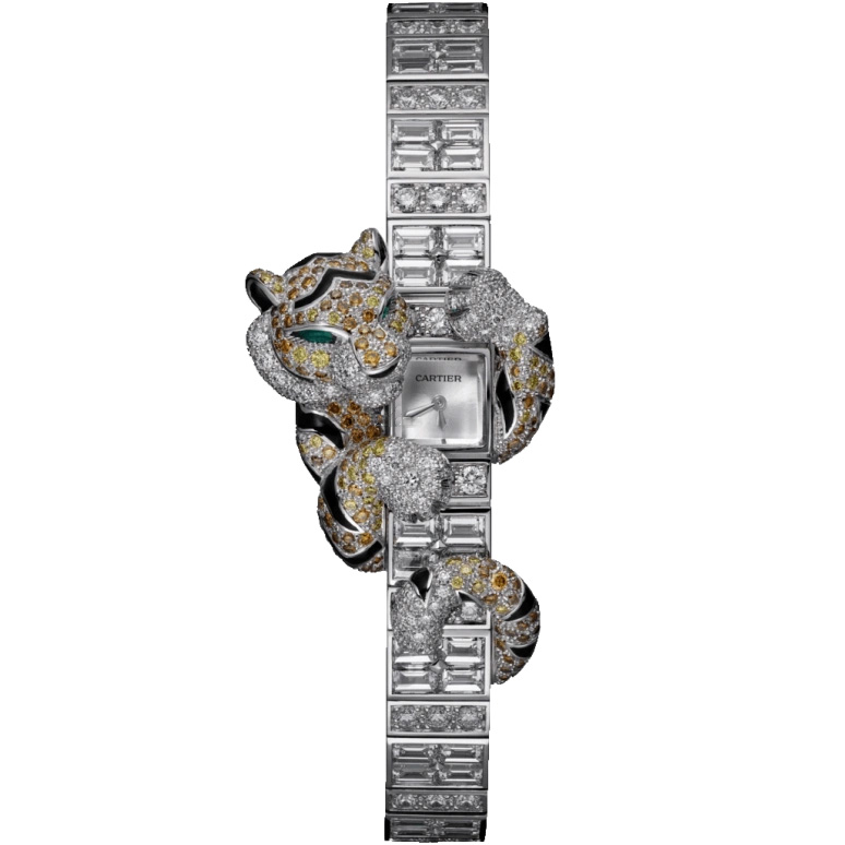 High Jewellery visible hour tiger motif: Rhodium-coated 18K White gold - HPI00926 Cartier High Jewellery Hpi00926