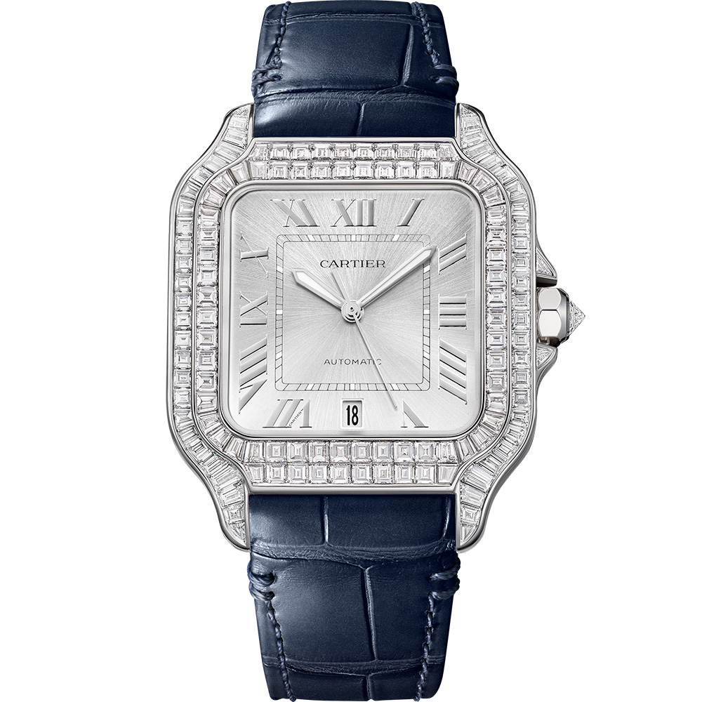 Santos de Cartier 40 x 47.5 mm: Rhodium-coated 18K White gold & Leather strap - HPI01687 Cartier Santos De Cartier Hpi01687