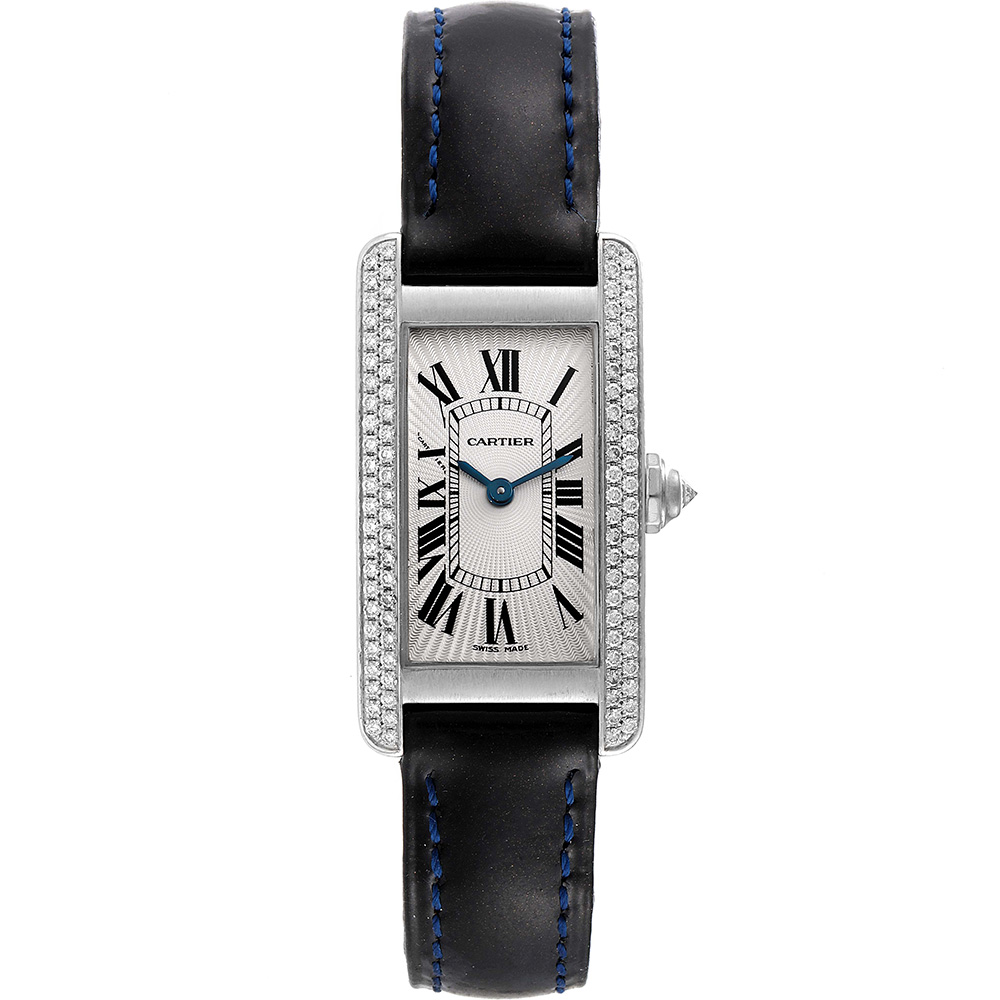 Tank Americaine 19 x 34.8 mm: 18K White gold & Leather strap - WB701851 Cartier Tank Americaine Wb701851