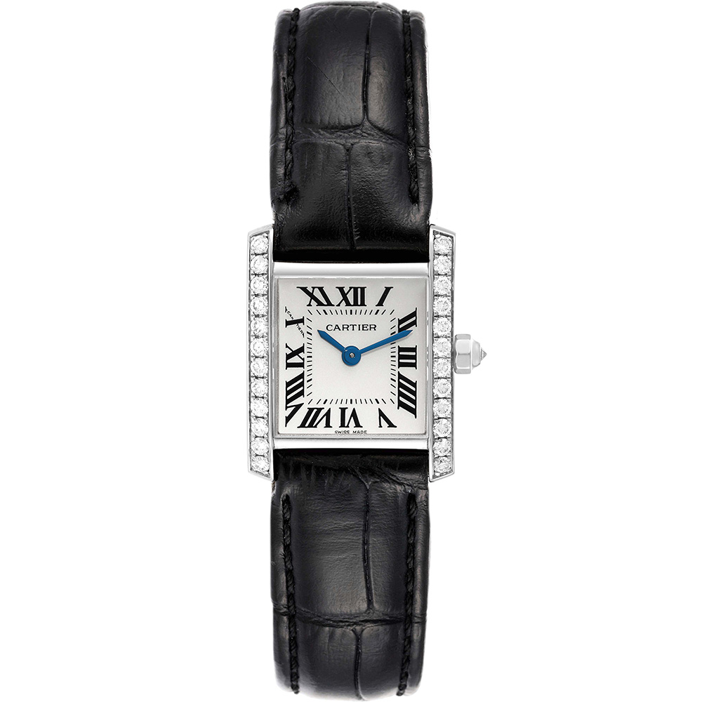 Tank Francaise 20 x 25 mm: 18K White gold & Leather strap - WE100251 Cartier Tank Francaise We100251