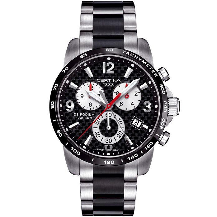 DS Podium Big Size Chronograph 42 mm: 316L Black PVD-coated 316L Stainless steel - C001.617.22.207.00 Certina Ds Podium C001.617.22.207.00