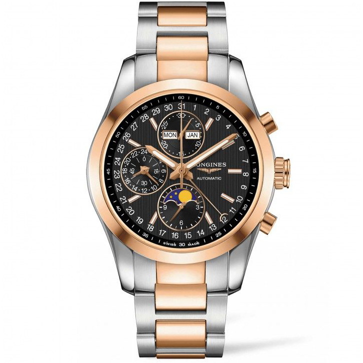 Conquest Classic Moonphase 42 mm: Stainless steel & 18K Rose gold - L2.798.5.52.7 Longines Conquest Classic L2 798 5 52 7