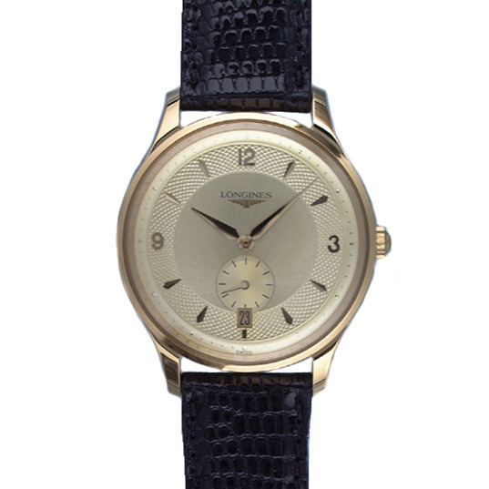 Heritage Prestige 35.5 mm: Yellow gold PVD-coated Stainless steel & Leather strap - L4.685.2.36.2 Longines Heritage Collection L4 685 2 36 2