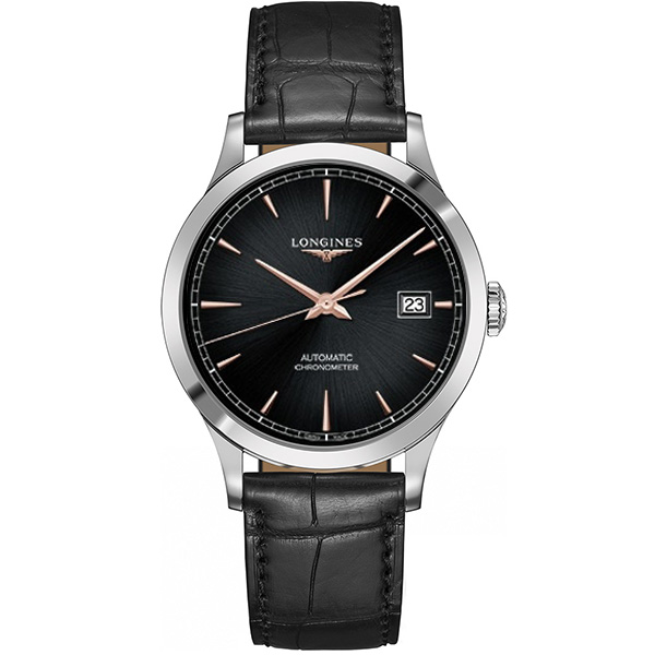 Record 40 mm: Stainless steel & Leather strap - L2.821.4.59.2 Longines Record L2 821 4 59 2