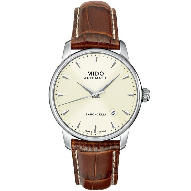 Baroncelli 38 mm: Stainless steel & Leather strap - M8600.4.14.8 Mido Baroncelli M8600.4.14.8