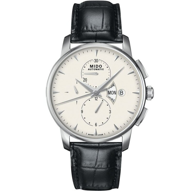 Baroncelli Chronograph 42 mm: Stainless steel & Leather strap - M8607.4.11.42 Mido Baroncelli M8607.4.11.42