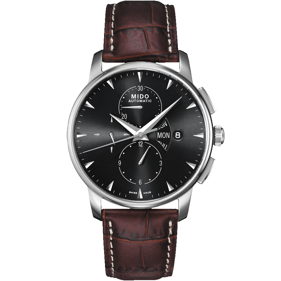 Baroncelli Chronograph 42 mm: Stainless steel & Leather strap - M8607.4.18.8 Mido Baroncelli M8607.4.18.8