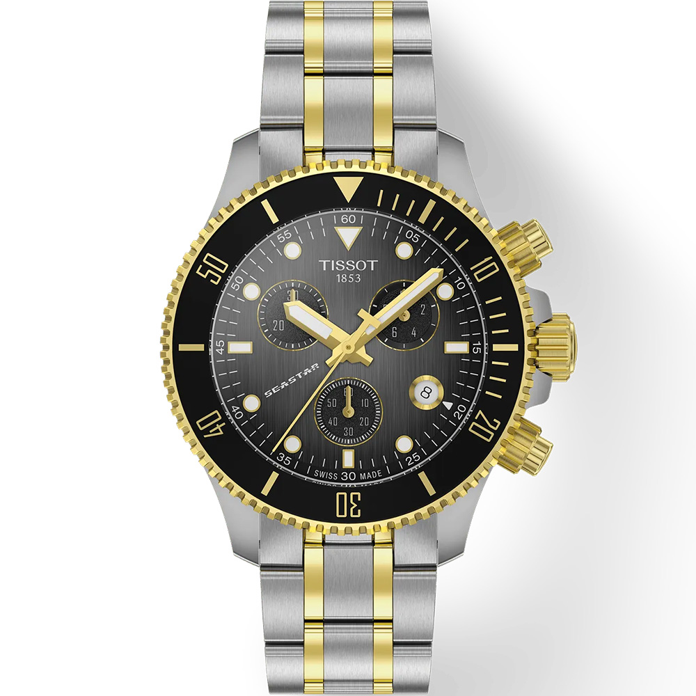 Seastar 1000 Chronograph 38 mm: Yellow gold PVD-coated Stainless steel - T120.217.22.061.00 Tissot T Sport Seastar 1000 T120 217 22 061 00