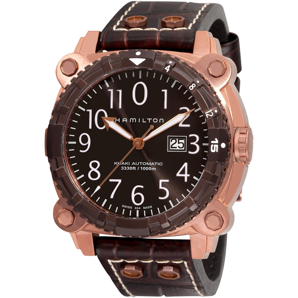 Khaki Navy BeLOWZERO 46 mm: Rose gold PVD-coated Stainless steel & Leather - H78525533 Hamilton Khaki Navy H78525533