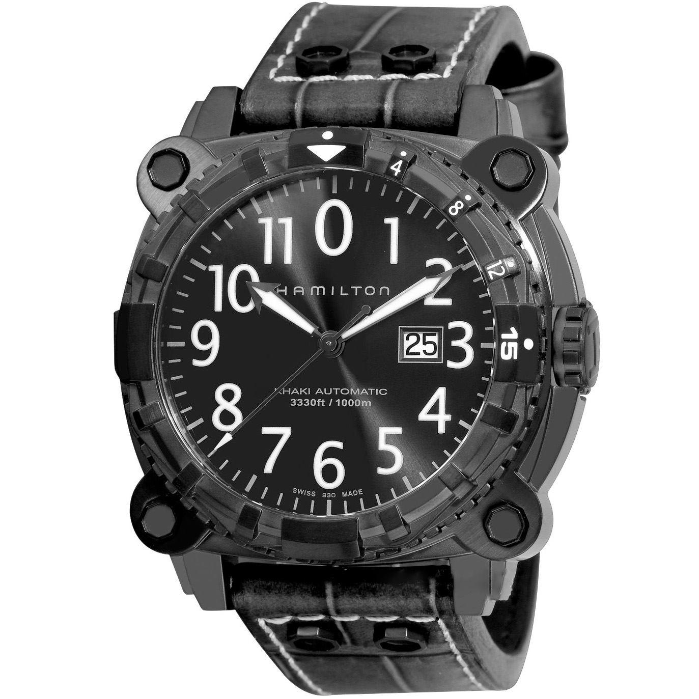 Khaki Navy BeLOWZERO 46 mm: Black PVD-coated Stainless steel & Leather - H78575393 Hamilton Khaki Navy H78575393