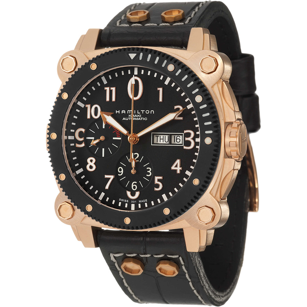 Khaki Navy BeLOWZERO Chronograph 46 mm: Rose gold PVD-coated Stainless steel & Leather - H78646733 Hamilton Khaki Navy H78646733