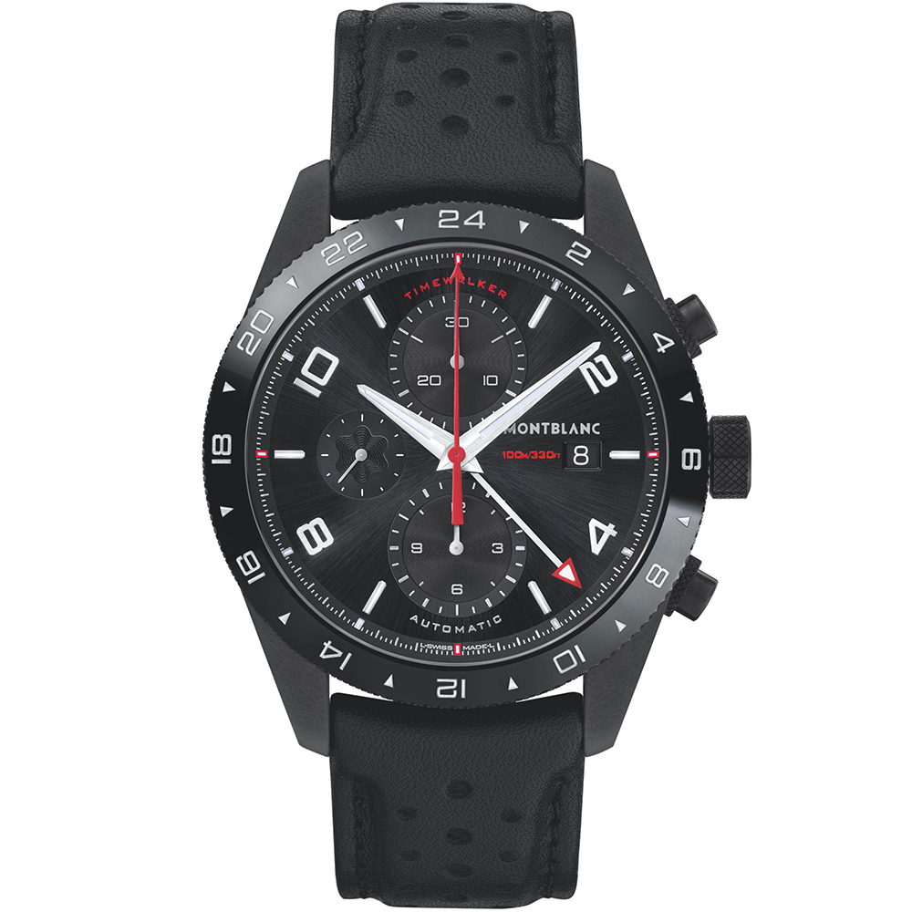 Timewalker Chronograph UTC 43 mm: Black DLC-coated Stainless steel & Leather - MB116102 Montblanc Timewalker Mb116102