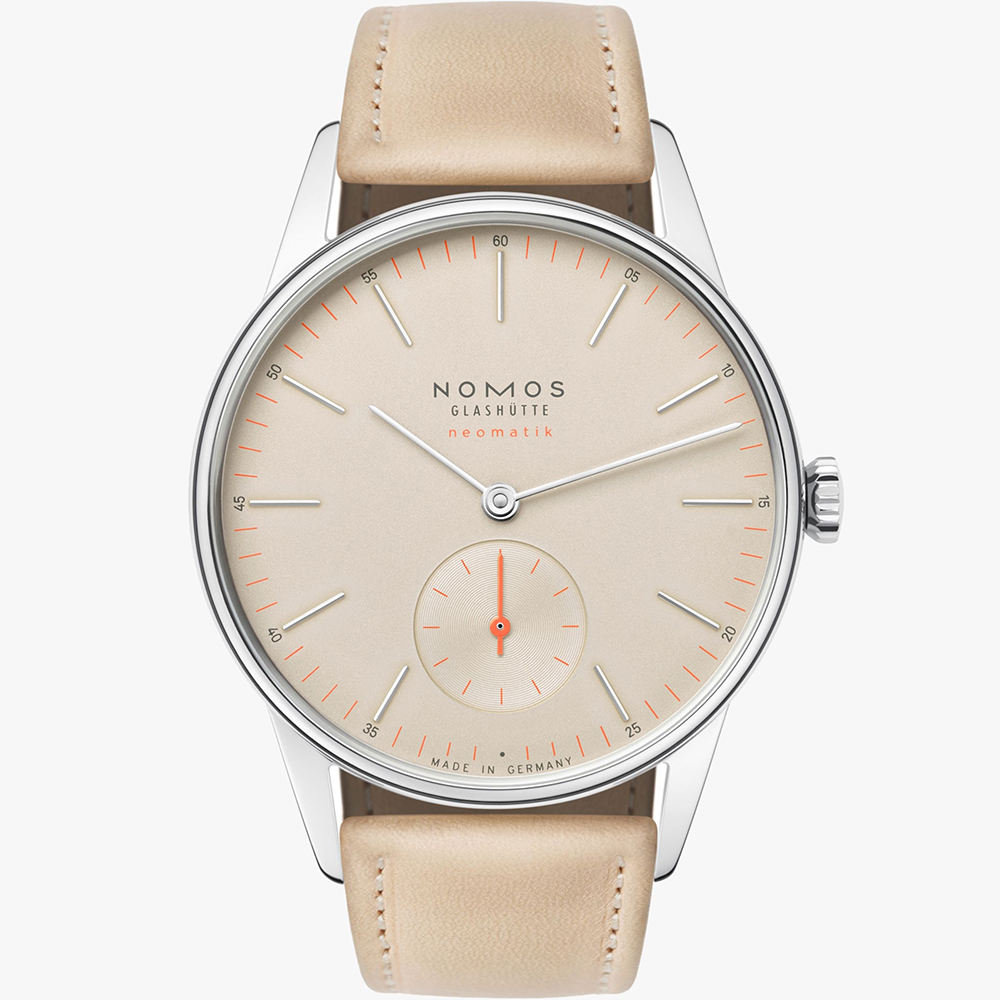 Orion Neomatik Champagner 1st Edition 36 mm: Stainless steel & Leather - 391 Nomos Orion 391