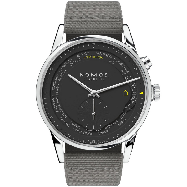 Zürich Worldtimer Henne Jewelers 39.9 mm: Stainless steel & Textile - 805.S28 Nomos Zurich 805 S28