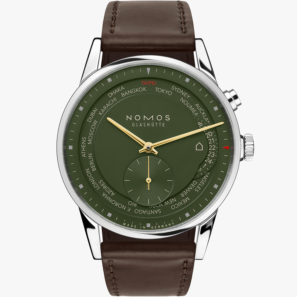 Zürich Worldtimer DXM 39.9 mm: Stainless steel & Leather - 805.S34 Nomos Zurich 805 S34