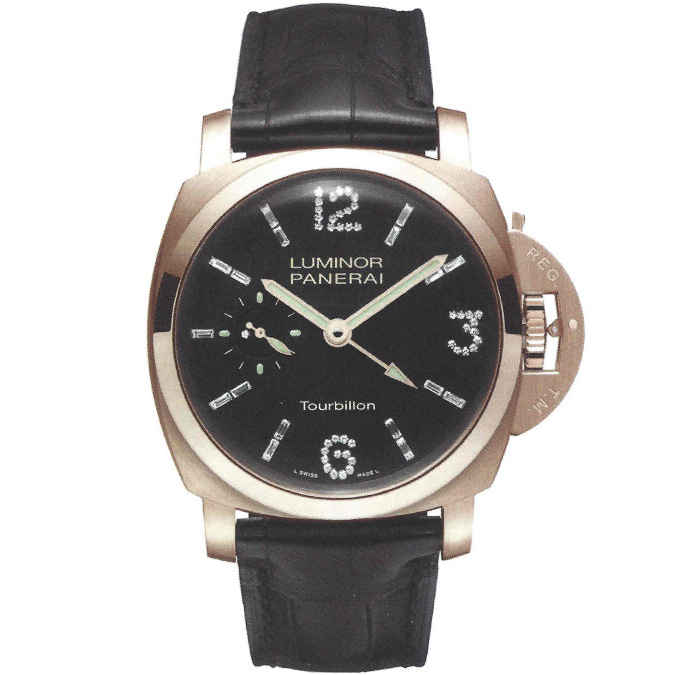 Luminor 1950 Tourbillon GMT Oro Rosa Diamond 48 mm: 18k Pink gold & Leather - PAM00450 Panerai Luminor Pam00450