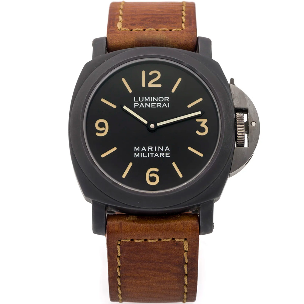 Luminor Marina Militare 44 mm: Black PVD-coated Stainless steel & Leather - 5218-202/A Panerai Pre Vendome 5218 202 A
